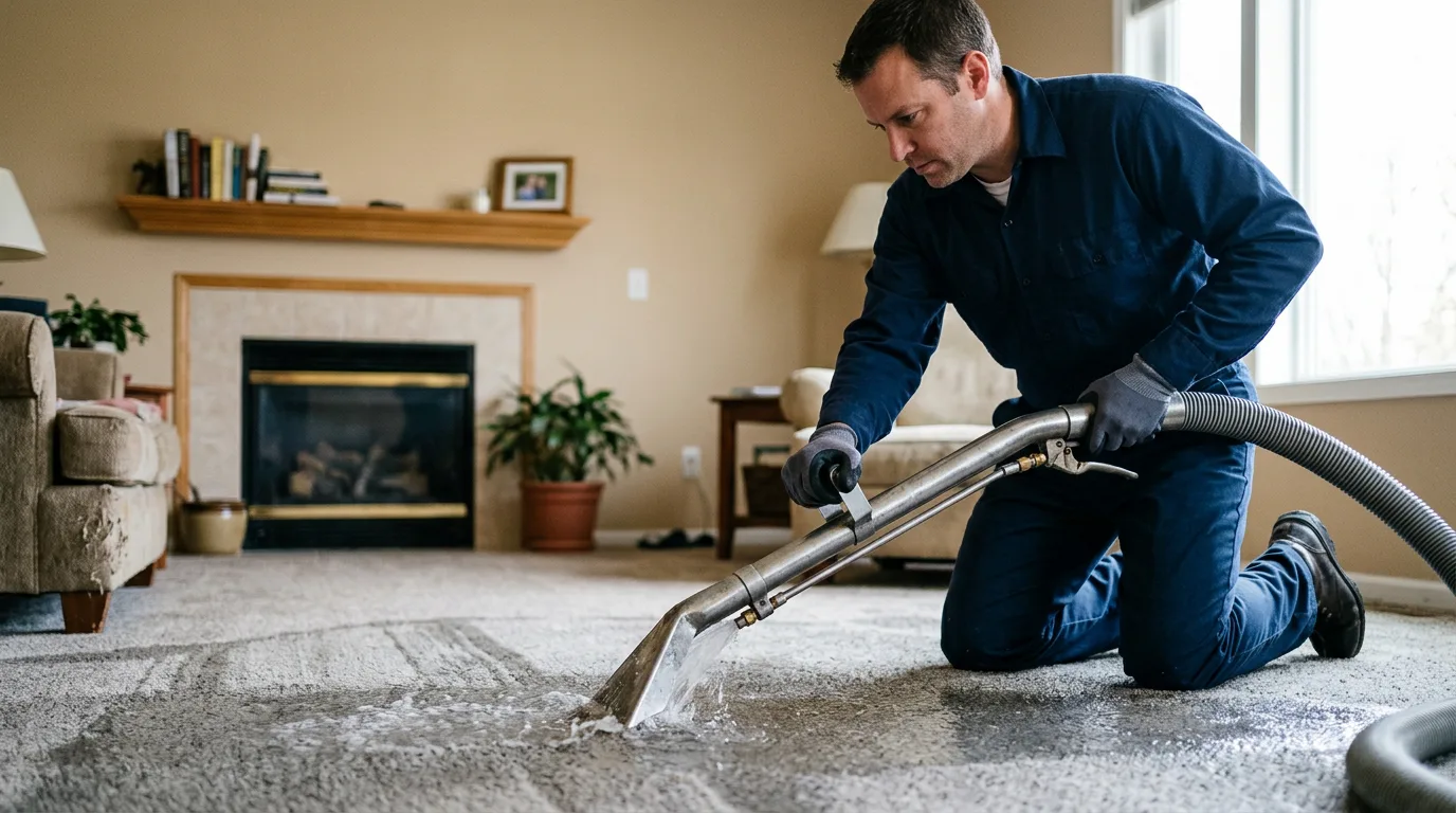 Water damage restoration technician working near Blossom, TX